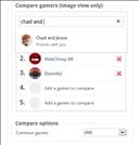 Choose gamers to compare to in Image View